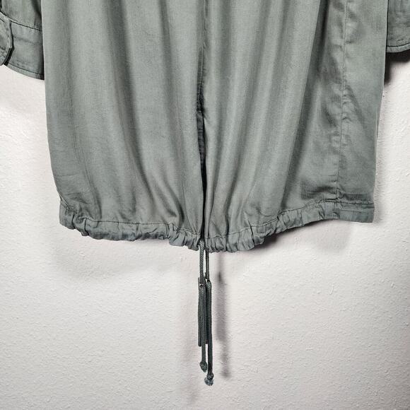 Wash Lab Army Jacket Military Green Road Trip Zip Front Split Hem Lyocell Medium - Picture 9 of 10